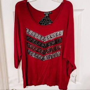 Miss Chevious Chevron Sequin Blouse